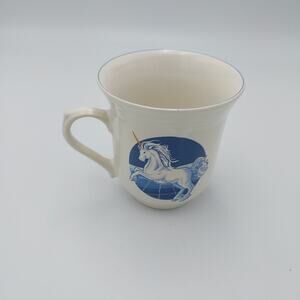 Vintage 80's Blue Unicorns‎ Coffee Cups Tienshan Stoneware Unicorn Horse Mug Cup